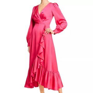 Sachin and Babi Ruby Ruffled Crossover Maxi Dress in Magenta Size 4 NWT